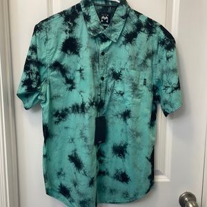 WXYZ Short sleeve button down tie dye shirt.
